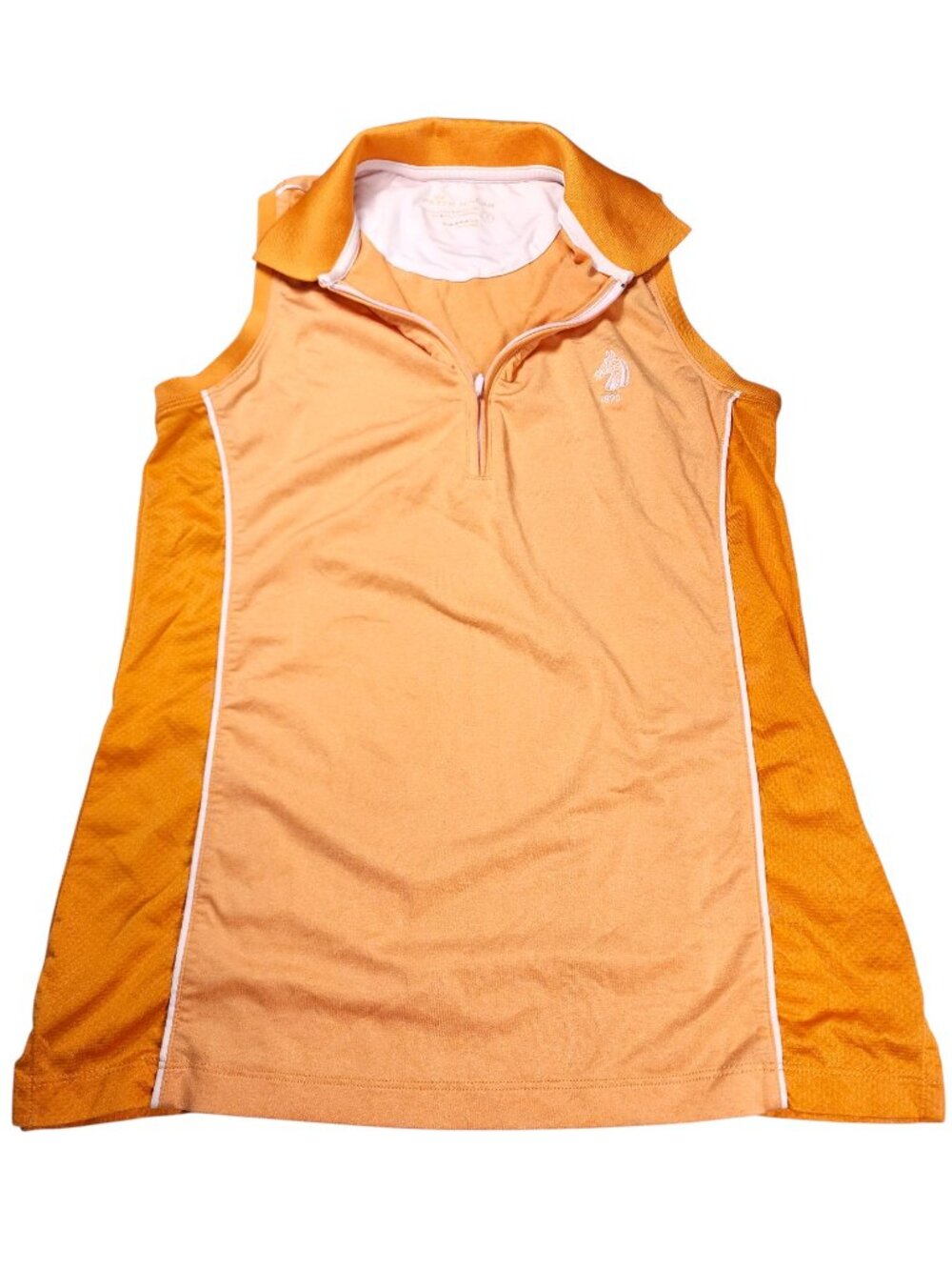 Peter Millar Golf Performance Sleeveless Zip Top Orange UPF 50+ Size Small